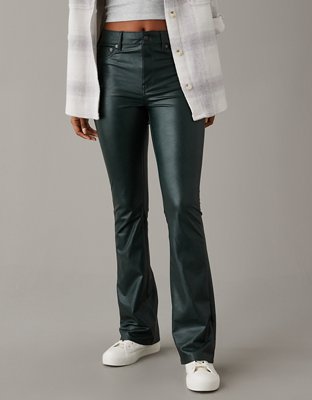 BOOTCUT LEATHER TROUSERS in green