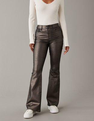 Buy AE Stretch Vegan Leather Super High-Waisted Flare Pant online