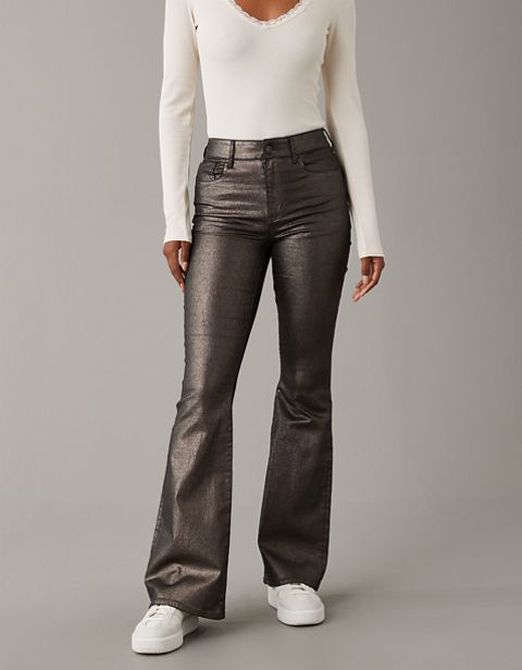 Женские брюки American Eagle AE Stretch Glitter Super High-Waisted Flare Pant