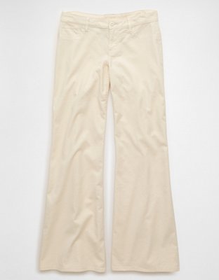 Женские брюки American Eagle AE Stretch Lightweight Super Low-Rise Flare, цвет: Меловой — фото 3