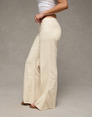 Женские брюки American Eagle AE Stretch Lightweight Super Low-Rise Flare, цвет: Меловой — фото 5