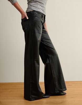 AE Vegan Leather High-Waisted Flare Pant