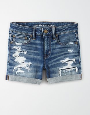 american eagle denim shorts hi rise shortie shortie midi