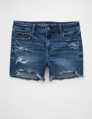 AE Next Level Ripped Low-Rise Denim Midi Short