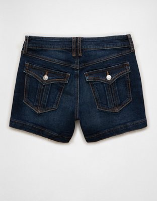 Женские шорты American Eagle AE Stretch Low-Rise Perfect Denim Midi, цвет: Dark Dreams — фото 4