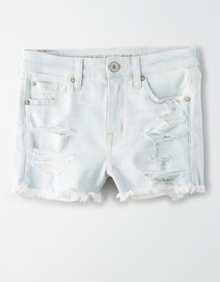 white ripped high waisted shorts
