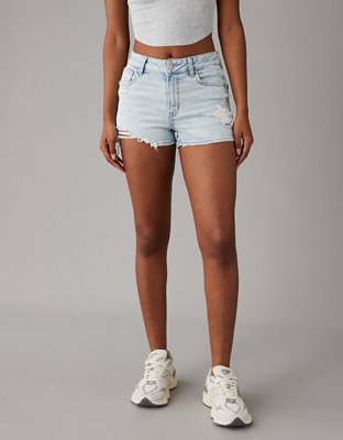 High rise shop distressed denim shorts