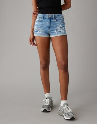 Buy American Eagle Women White Ne(x)t Level High V-rise Denim Shorts online