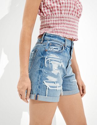 ae denim baggy mom shorts