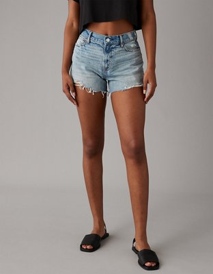 High Waist Rigid Distressed Jean Shorts