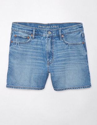 AE Strigid Denim Distressed Mom Short