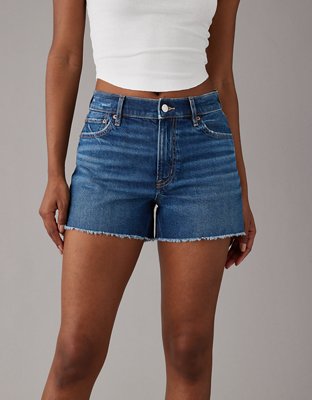 AMERICAN EAGLE Super Super Stretch Hi-Rise Shortie Purple Denim Shorts