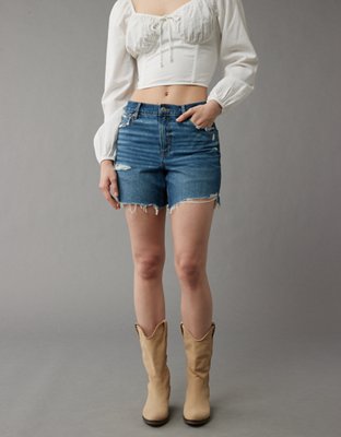 AE Strigid Super High-Waisted 6" Relaxed Ripped Denim Short