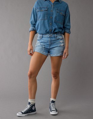 AE Strigid Super High-Waisted Ripped Relaxed Denim Short