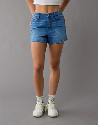 AE Strigid Denim Short Cintura Super Alta Relajado