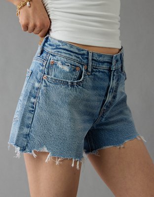 AE Strigid Denim Short Cintura Super Alta Relajado