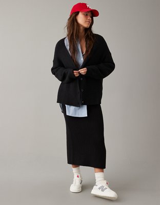 AE Oversized Button-Front Cardigan