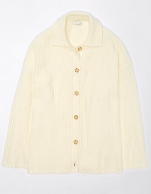 AE Collared Button-Front Cardigan