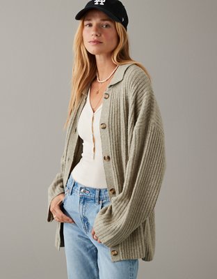 AE Whoa So Soft Collared Button-Front Cardigan