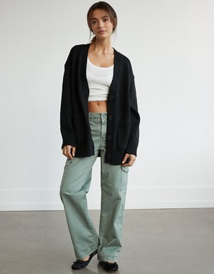 AE Oversized Button Front Long Length Cardigan