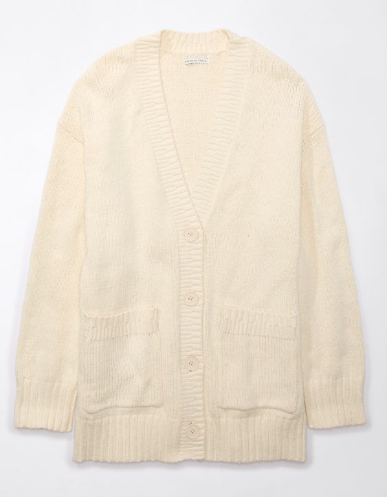 AE Oversized Button-Front Long-Length Cardigan
