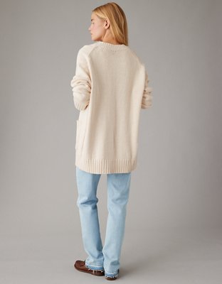 AE Oversized Button-Front Long-Length Cardigan