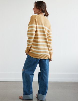 AE Oversized Button-Front Long-Length Cardigan