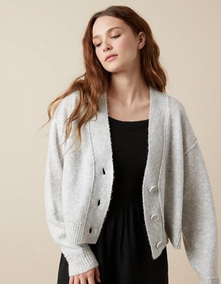 AE Whoa So Soft Cropped Button-Front Cardigan