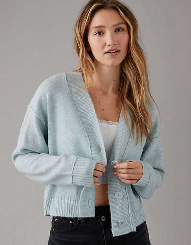 AE Whoa So Soft Cropped Button-Front Cardigan