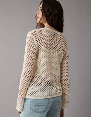 AE Tie-Front Crochet Cardigan