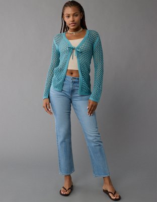 AE Tie-Front Crochet Cardigan