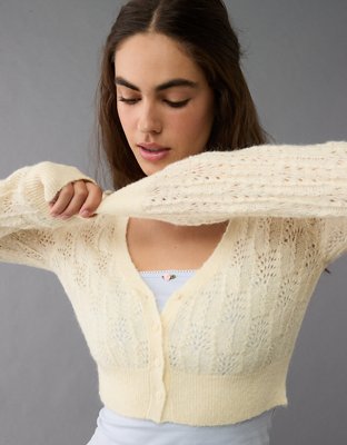 AE Wispy-Knit Cropped Cardigan