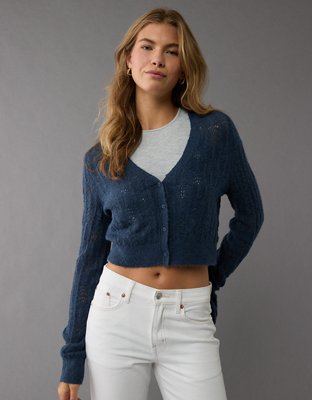 AE Wispy-Knit Cropped Cardigan