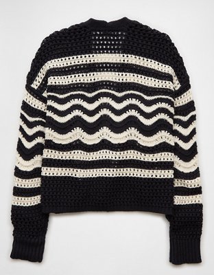 AE Striped Crochet Cardigan