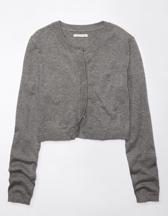 AE Cropped Crew Neck Button-Up Cardigan