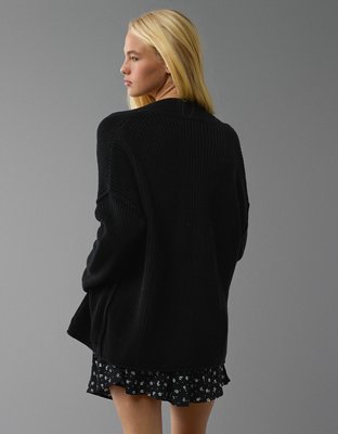 AE Open Front Shaker-Stitch Cardigan