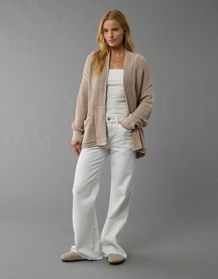 AE Open Front Shaker-Stitch Cardigan