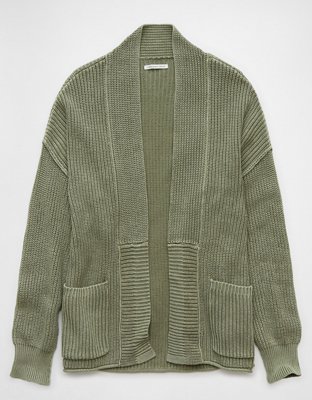 AE Open Front Shaker-Stitch Cardigan