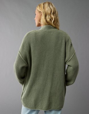 AE Open Front Shaker-Stitch Cardigan