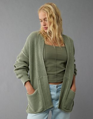 AE Open Front Shaker-Stitch Cardigan