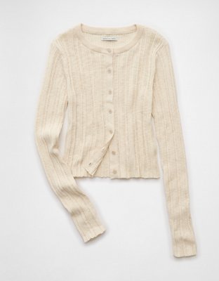 AE Ribbed Crew Neck Cardigan