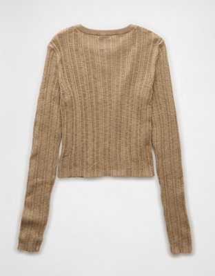 AE Ribbed Crew Neck Cardigan