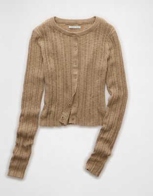 AE Ribbed Crew Neck Cardigan