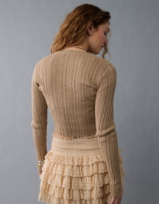 AE Ribbed Crew Neck Cardigan