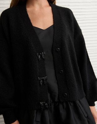 AE Cardigan con Escote V y Moño