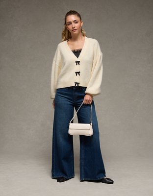 AE Cardigan con Escote V y Moño