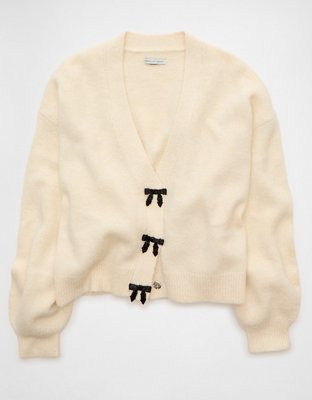 AE Cardigan con Escote V y Moño