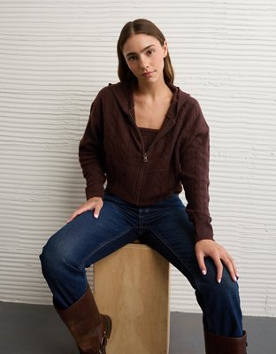 AE Whoa So Soft Cropped Zip-Up Hoodie