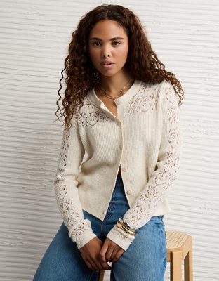 AE Knit Lace Cardigan | American Eagle