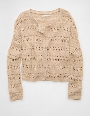 AE Open Stitch Cardigan Women's Tan XS